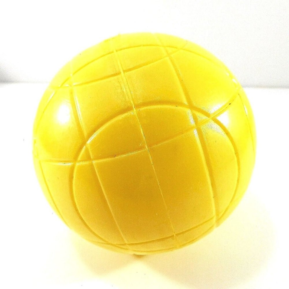 Vtg Yellow Bocce Ball Replacement 4" Sportcraft Rubber Composition Circle Pattrn